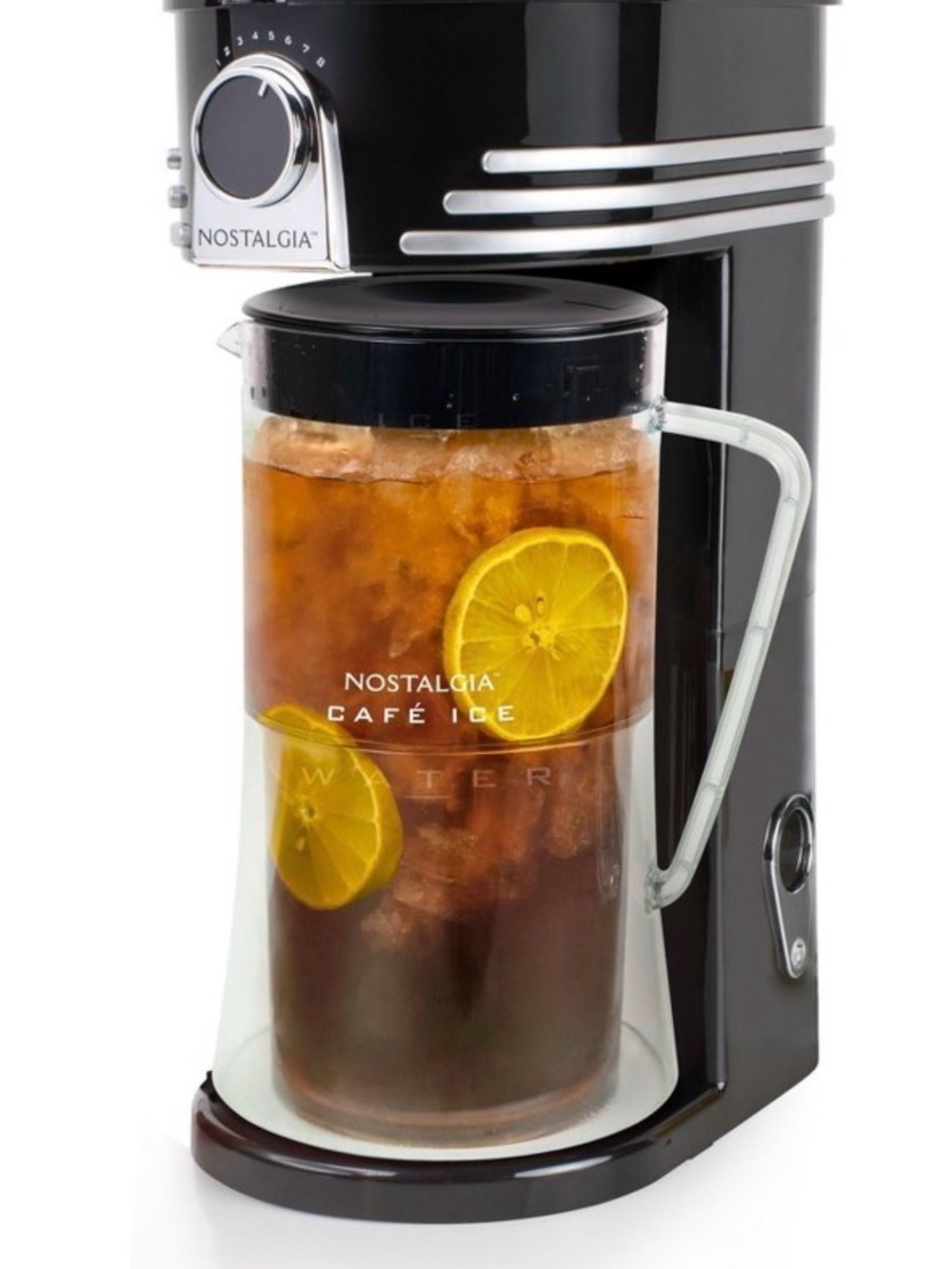 Nostalgia Black Iced Coffee Maker with Clear Pitcher and Black Lid NWOB